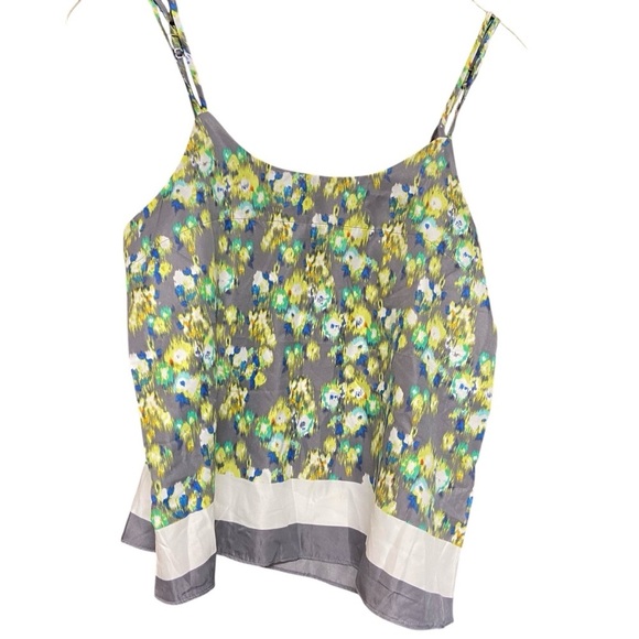 The Limited Camisole Blouse Size S Floral Gray Teal Tye Dye Pattern Silky Layer - Picture 5 of 13